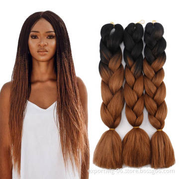 24Inch 100Gram Box Braids Hair Single Ombre Color For Wholesale Synthetic Hair Extension Twist Jumbo Braiding Hair